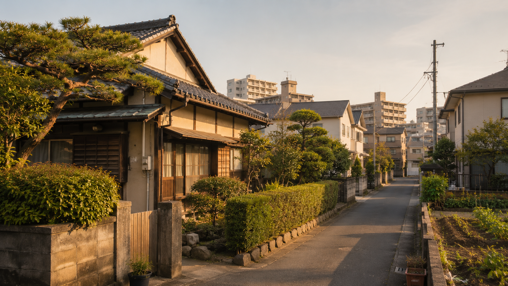 新旧の住まいが並ぶ住宅地（イメージ）